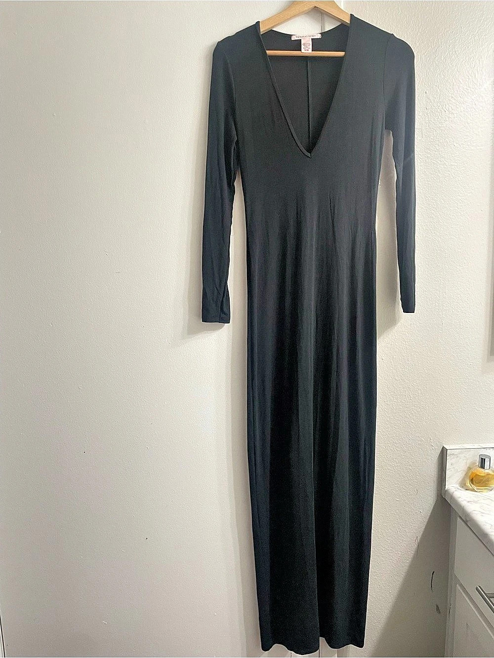 Victoria's Secret Black Long Sleeve Maxi Dress Size Medium